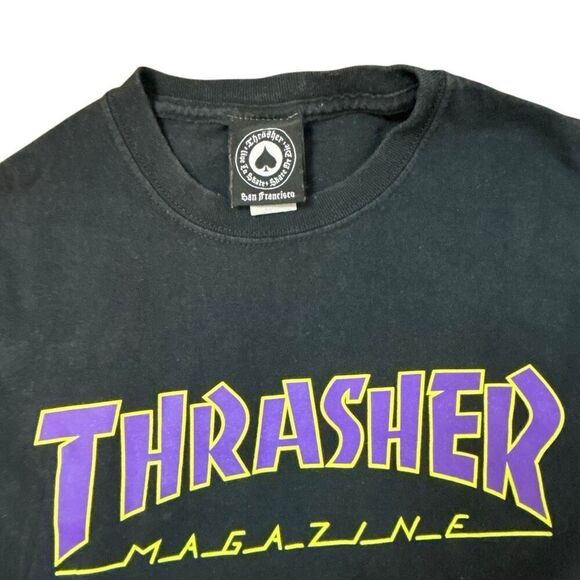 Thrasher Magazine Black Graphic Tee Men’s Size Small Vintage - Picture 3 of 7